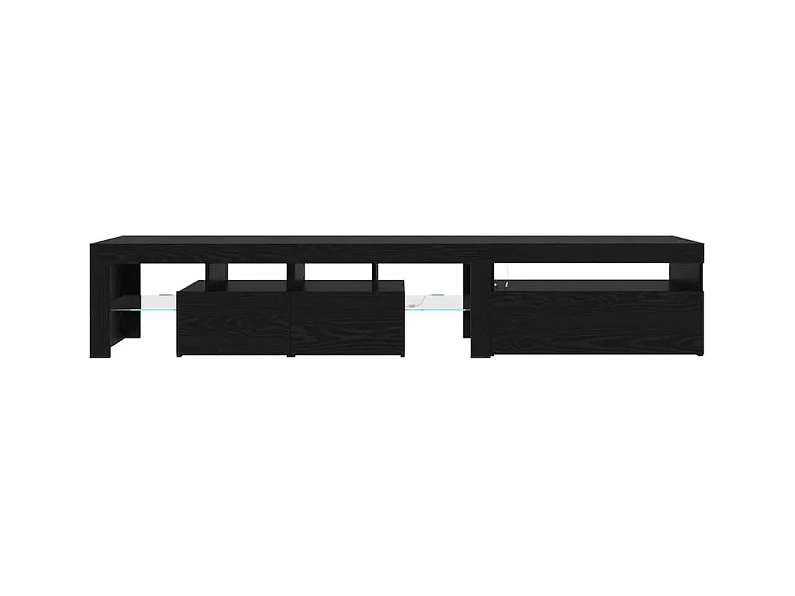 Meubles TV 2 pièces avec lumières LED Chêne noir Bois d'ingénierie