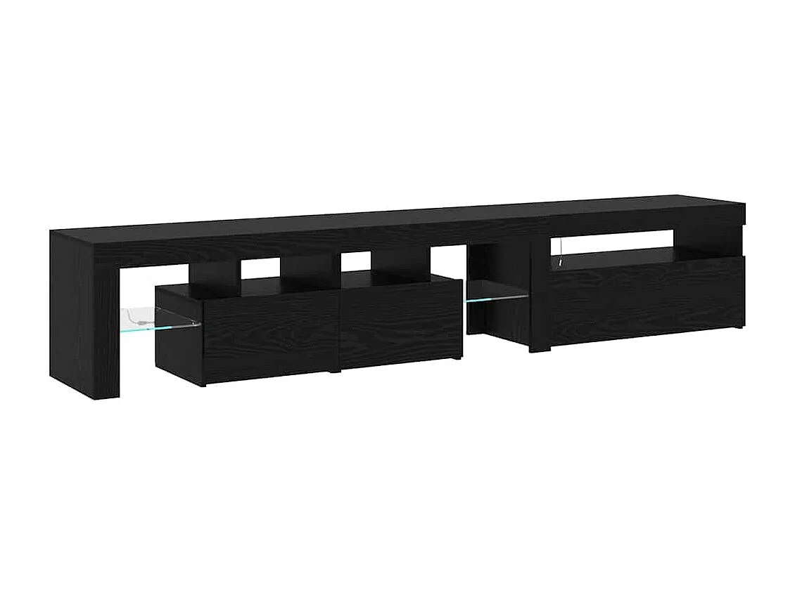 Meubles TV 2 pièces avec lumières LED Chêne noir Bois d'ingénierie