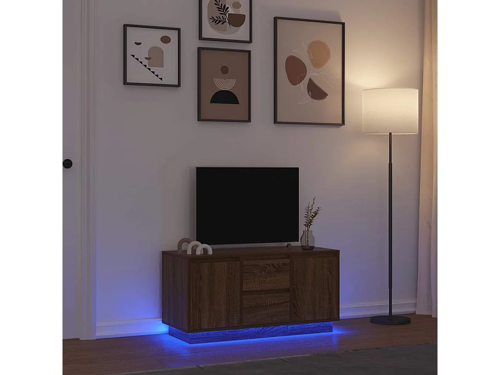 Meuble TV avec lumières LED chêne marron 100x41x50 cm