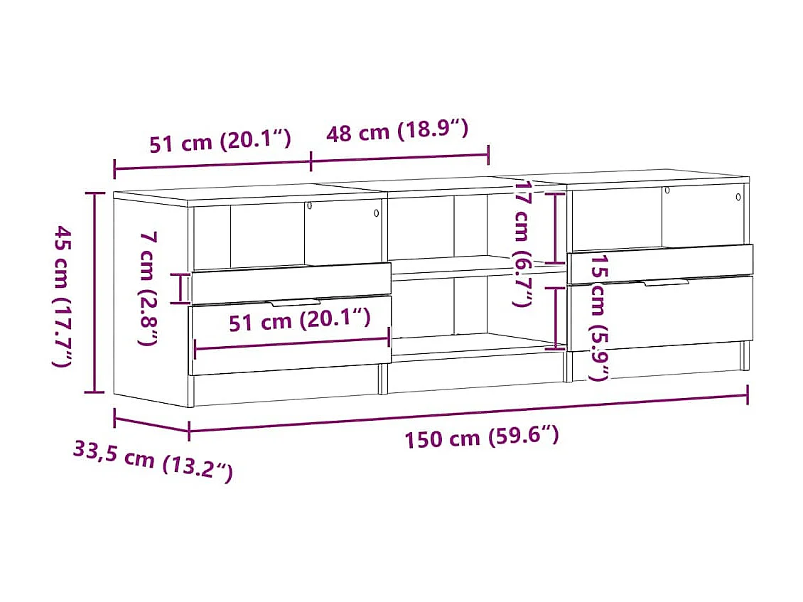 Gabinete de TV Negro 150 x 33.5 x 45 cm Madera contrachapada