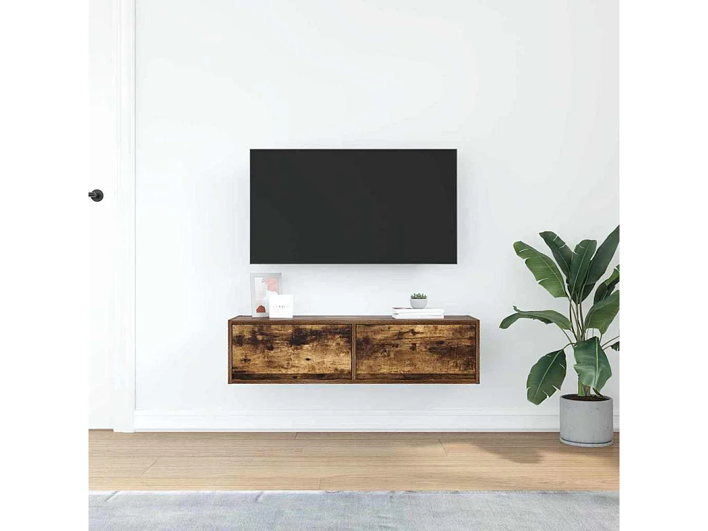 Meuble TV Chêne fumé 100 x 31 x 25.5 cm Bois d'ingénierie