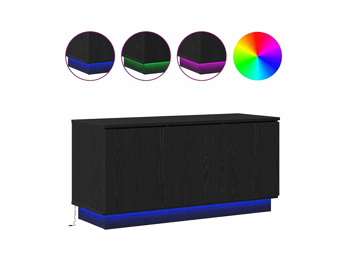 Meuble TV avec LED Chêne noir 100 x 38 x 49 cm