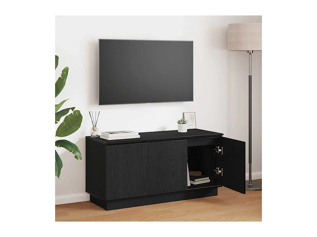 TV-kast met LED Zwart eiken 100 x 38 x 49 cm Bewerkt hout