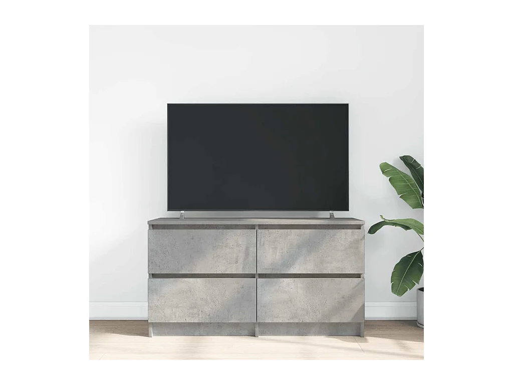 Meuble TV gris béton 100x35x54 cm bois d'ingénierie