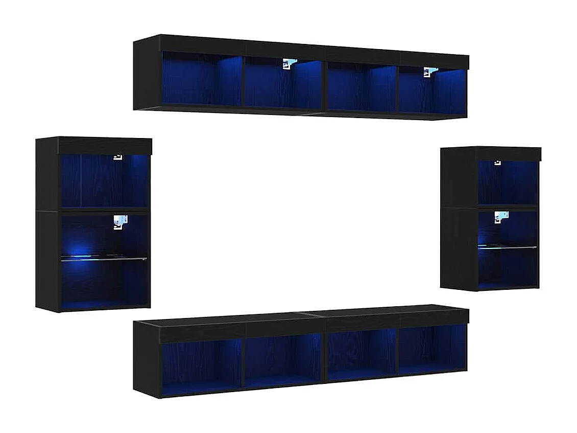 Centro de Entretenimiento 8 pcs Roble negro 40 x 28.5 x 40 cm
