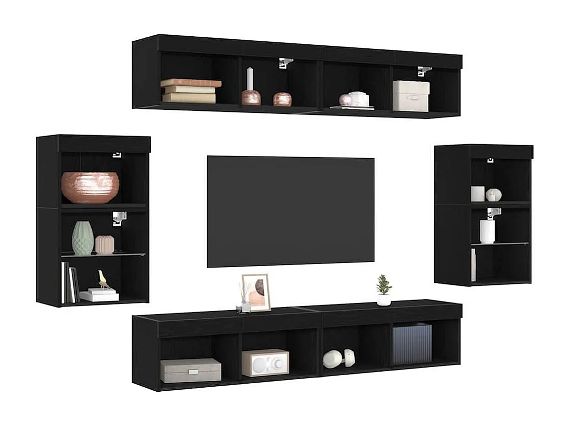 Centro de Entretenimiento 8 pcs Roble negro 40 x 28.5 x 40 cm