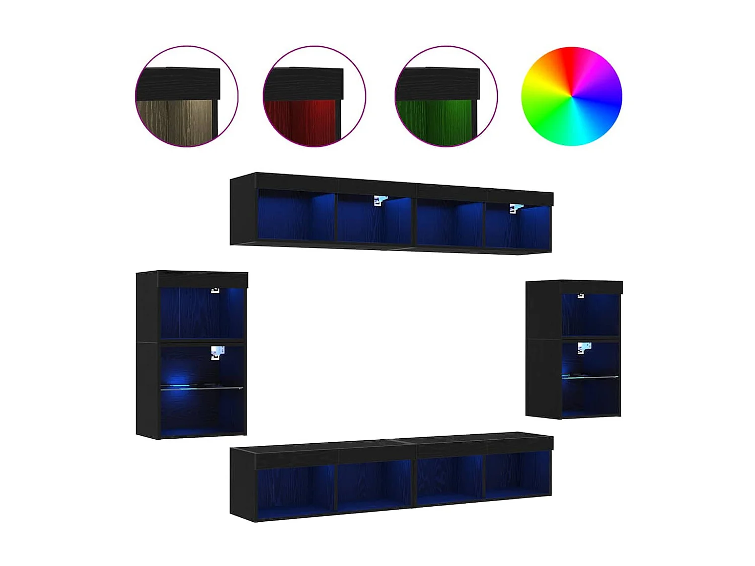 Centro de Entretenimiento 8 pcs Roble negro 40 x 28.5 x 40 cm