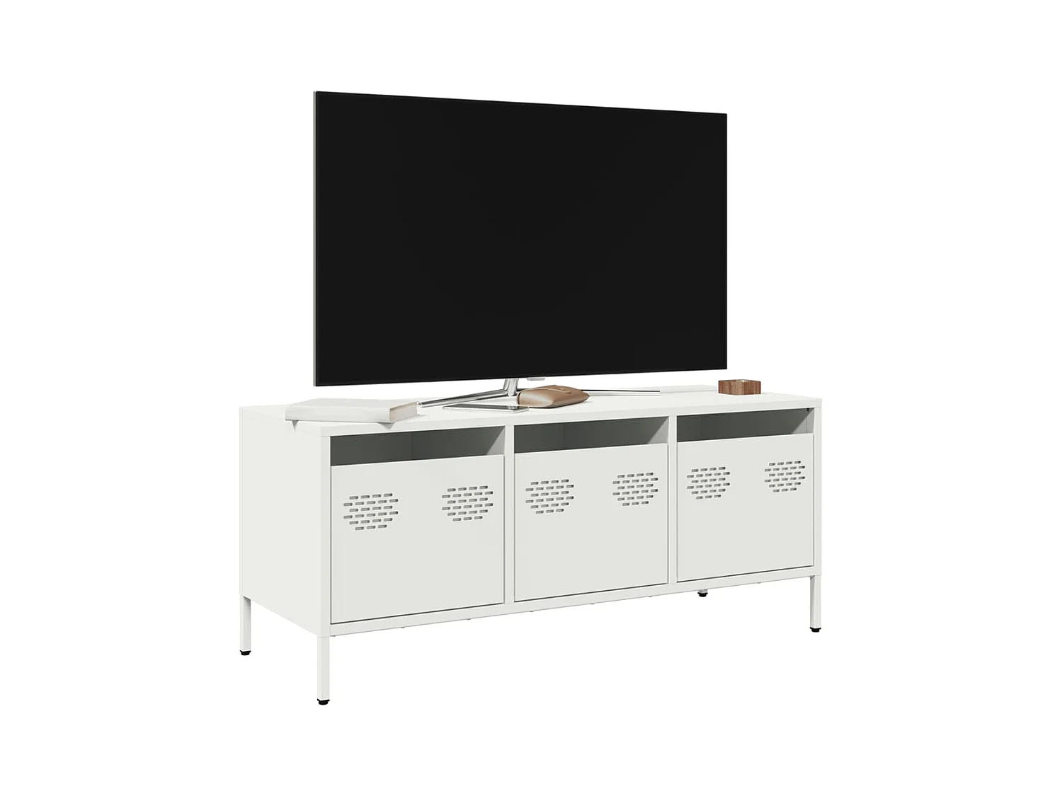 Mueble para TV acero laminado en frío blanco 101,5x39x43,5 cm