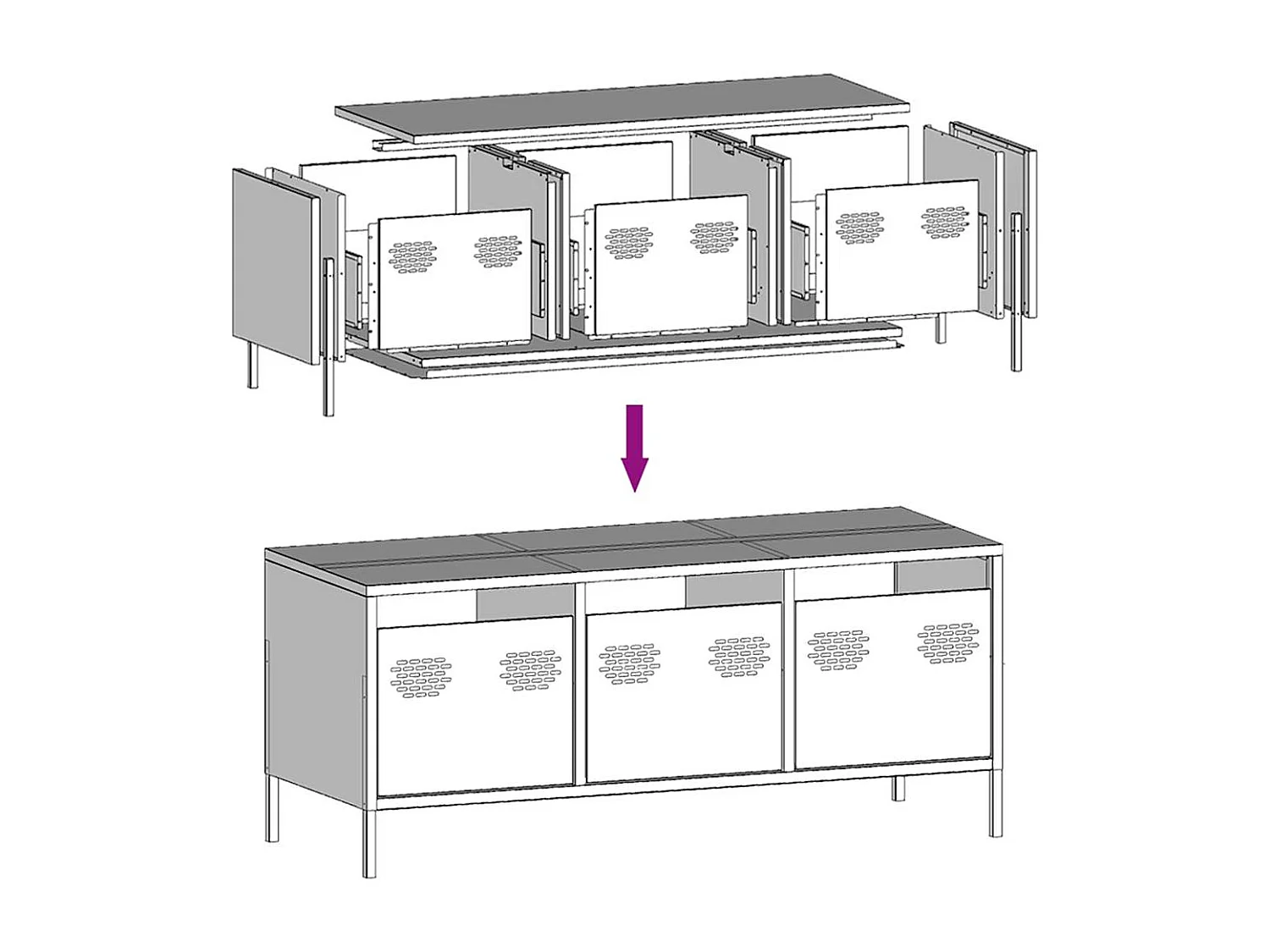 Mueble para TV acero laminado en frío blanco 101,5x39x43,5 cm