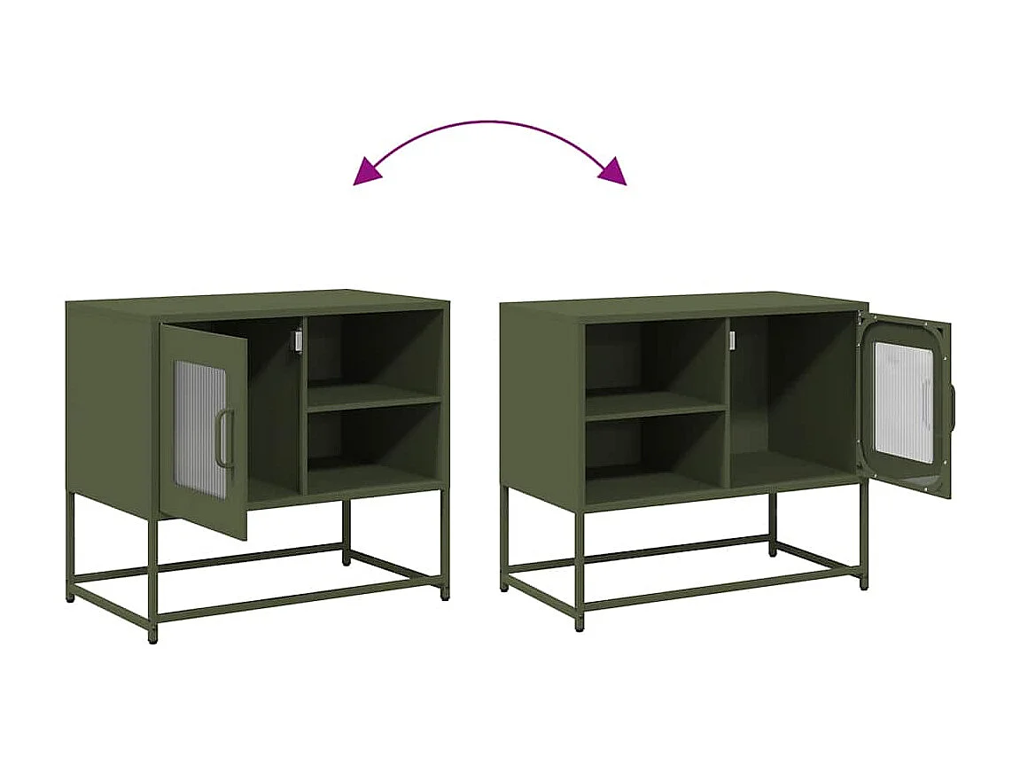 Meuble TV vert olive 68x39x60,5 cm acier