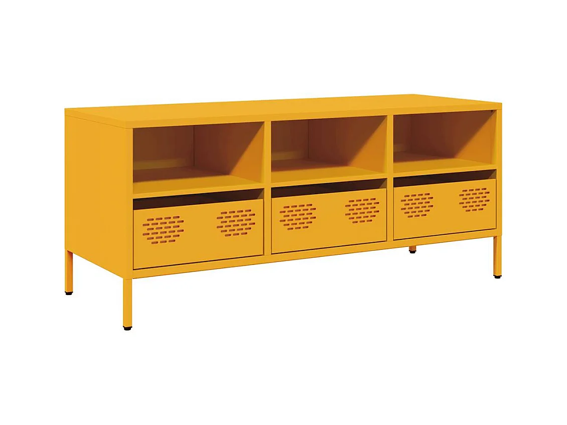 Meuble TV jaune moutarde 101,5x39x43,5 cm acier laminé à froid