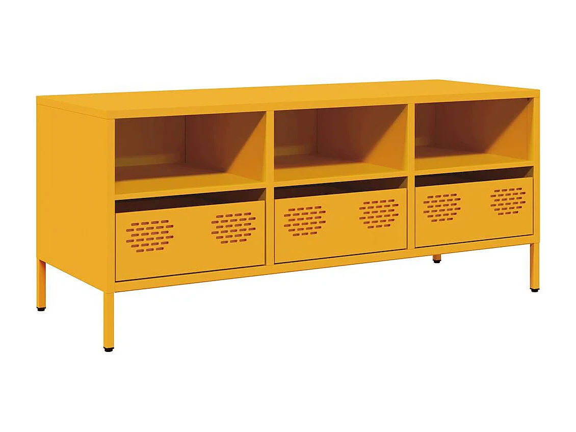 Meuble TV jaune moutarde 101,5x39x43,5 cm acier laminé à froid