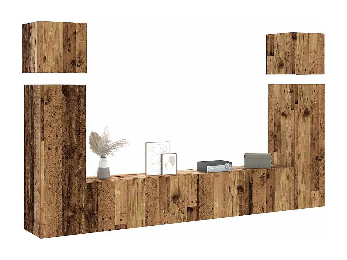 Ensemble de meuble TV mural 8 pièces vieux bois bois d'ingénierie