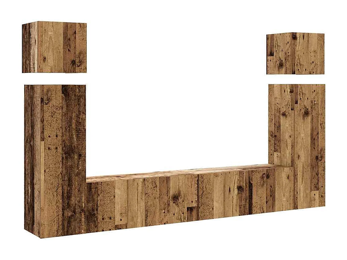 Ensemble de meuble TV mural 8 pièces vieux bois bois d'ingénierie