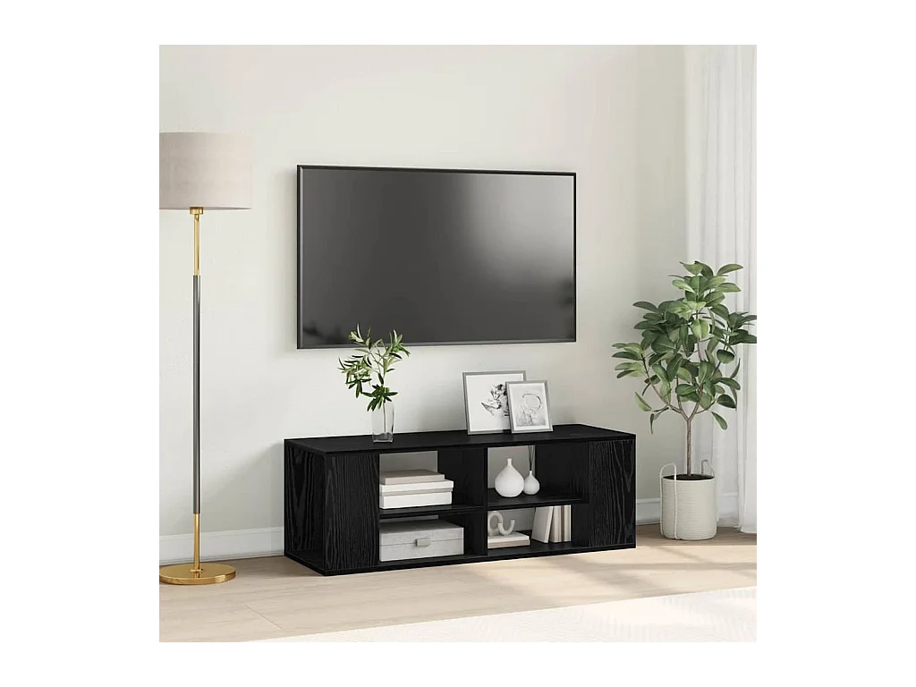 Wand TV Kast Zwart eiken 102 x 35 x 35 cm Bewerkt hout