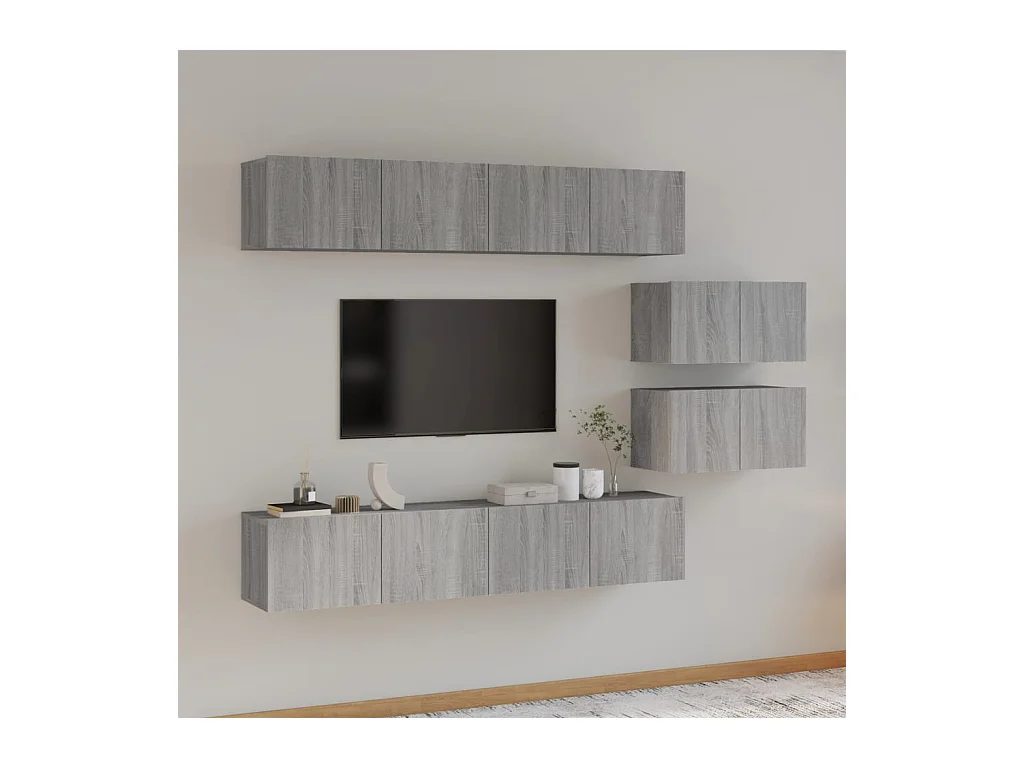 Ensemble de meubles TV 6 pièces Sonoma gris Bois d'ingénierie