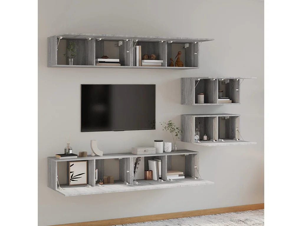 Ensemble de meubles TV 6 pièces Sonoma gris Bois d'ingénierie