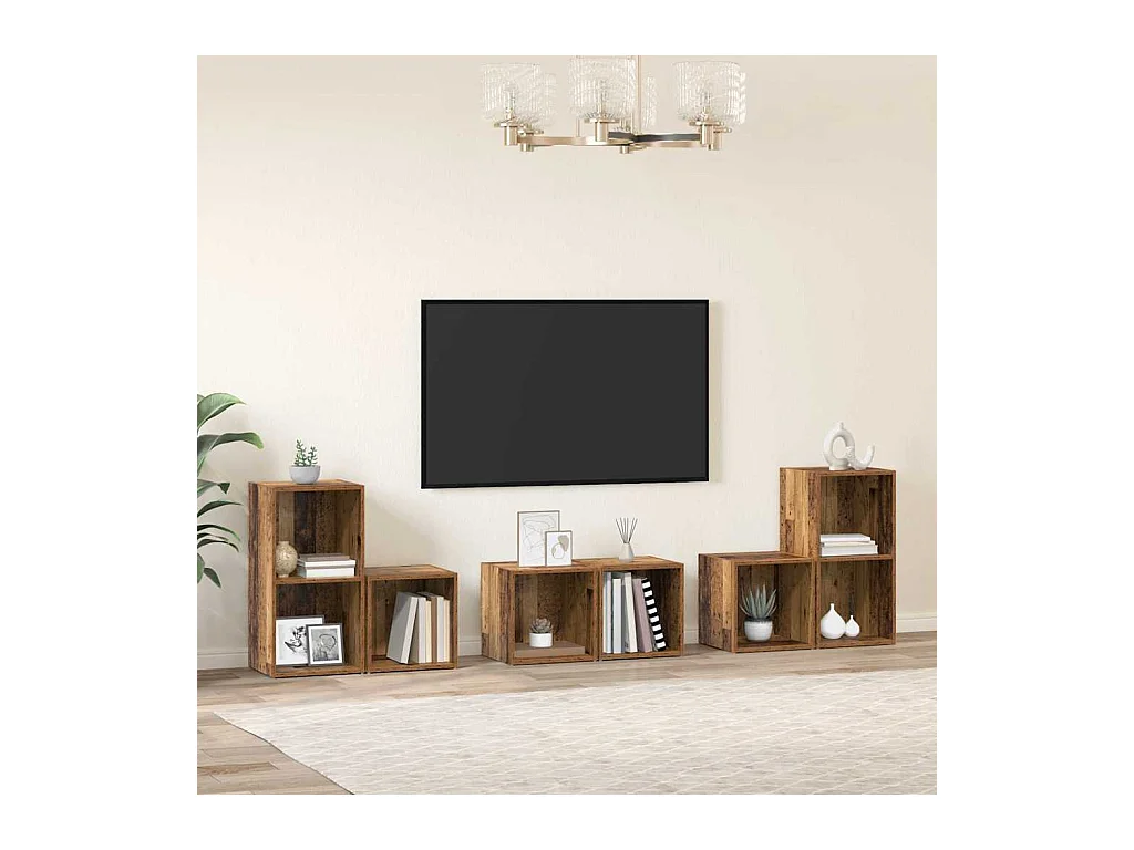 Juego de muebles de TV 6 pcs Madera Vieja 37 x 35 x 72 cm