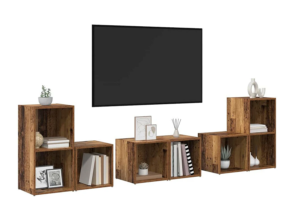 Ensemble de meubles TV 6 pièces Bois Ancien 37 x 35 x 72 cm