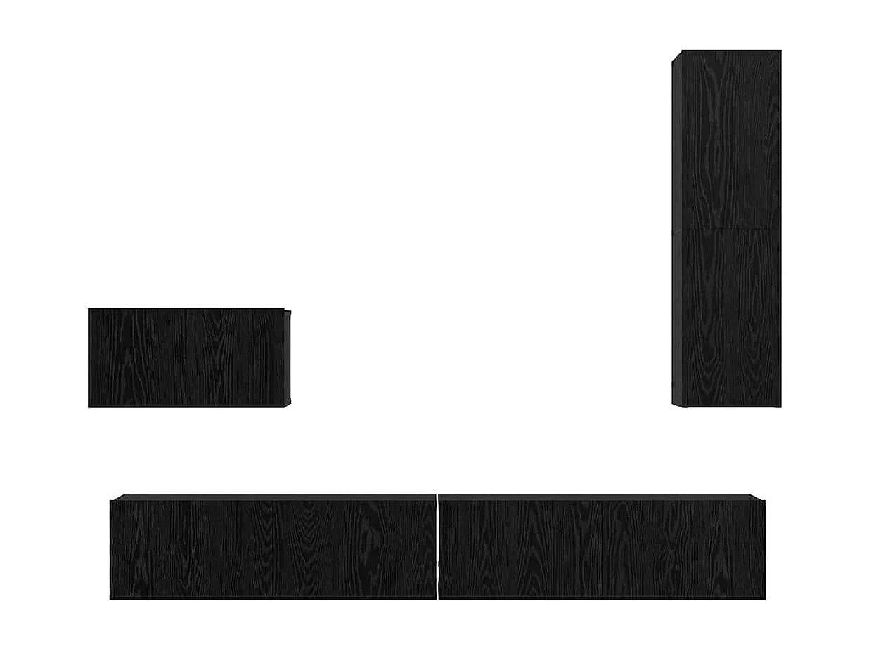 Meuble TV mural Montage mural 4 pièces Chêne noir 200 x 30 x 30 cm