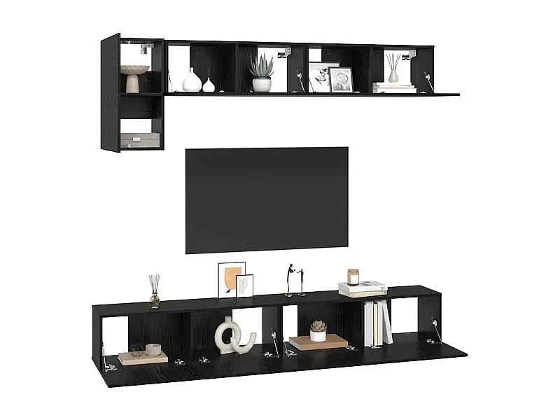 Conjunto de mueble de TV 5 pcs Roble negro 100 x 30 x 30 cm