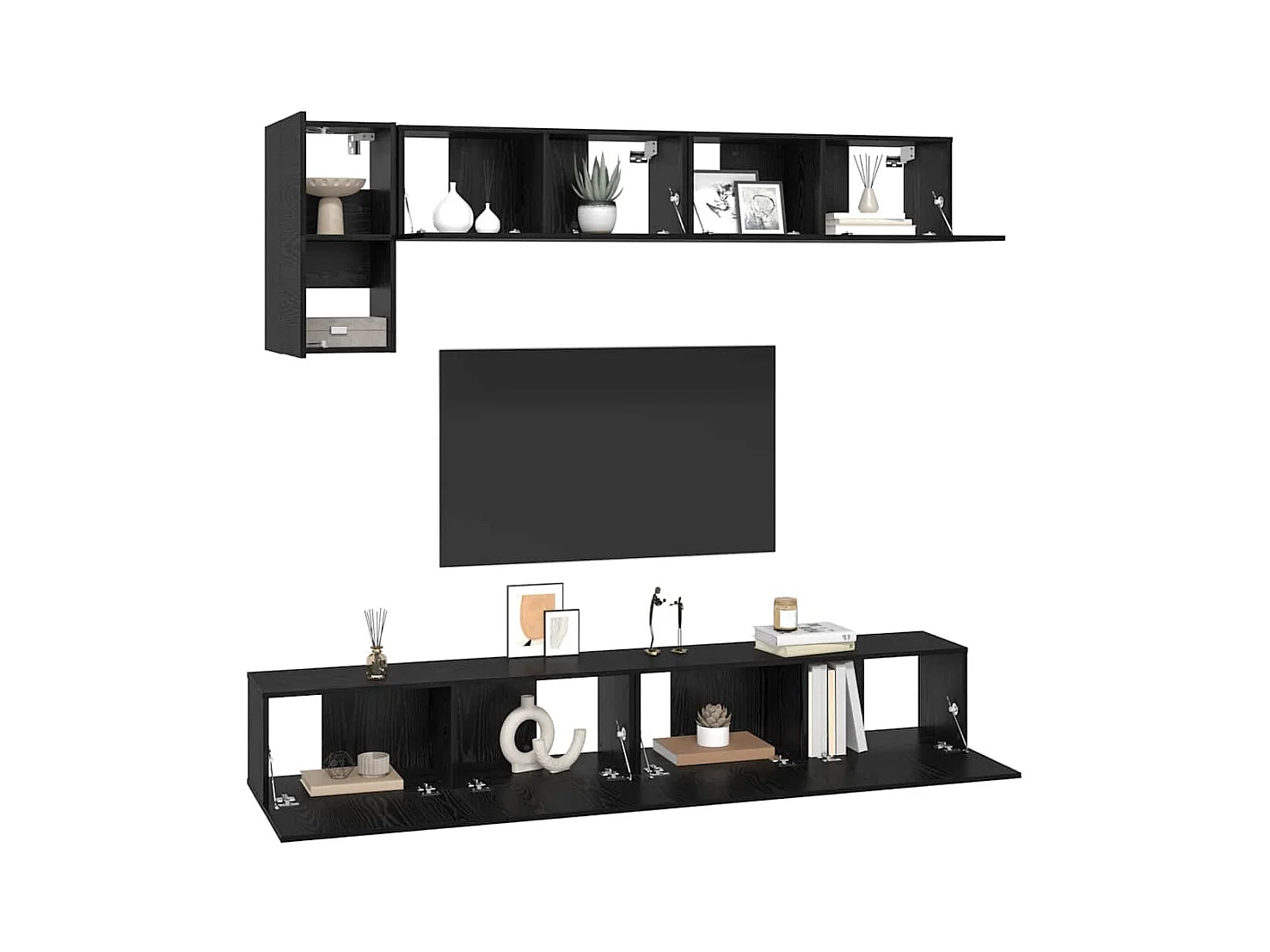 Ensemble meuble TV 5 pièces Chêne noir 100 x 30 x 30 cm