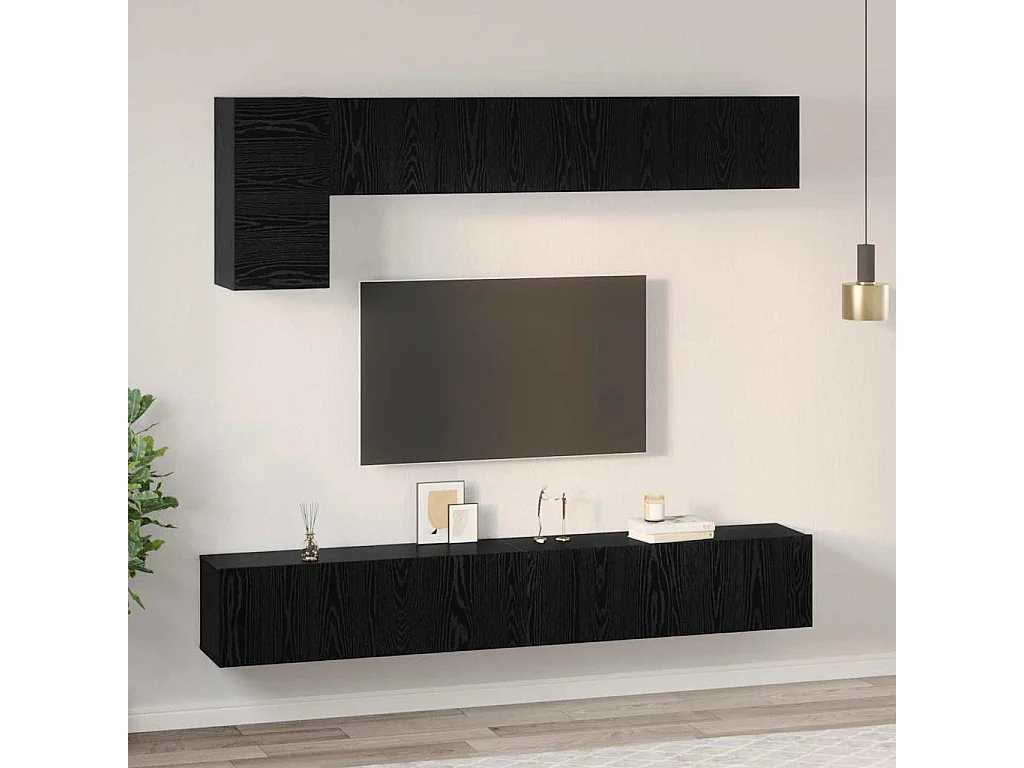 Ensemble meuble TV 5 pièces Chêne noir 100 x 30 x 30 cm