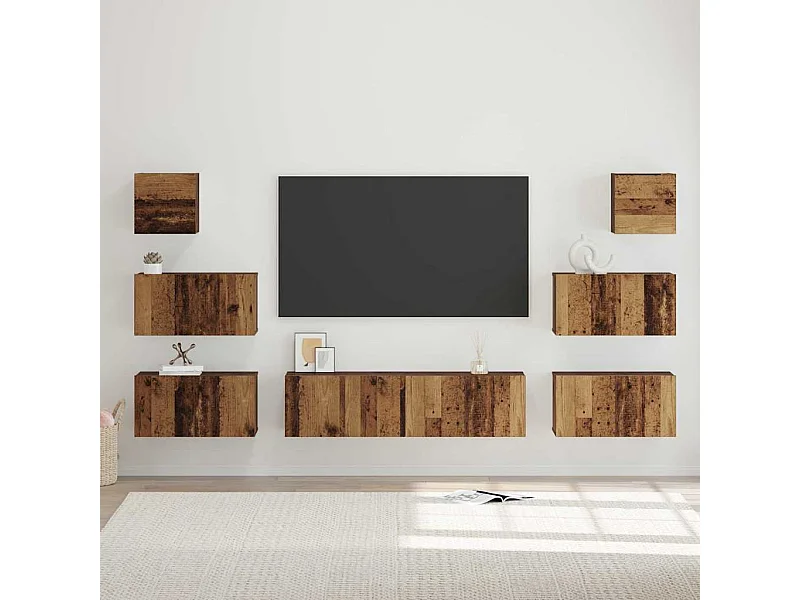 Ensemble meuble TV 8 pièces Bois ancien 60 x 30 x 30 cm