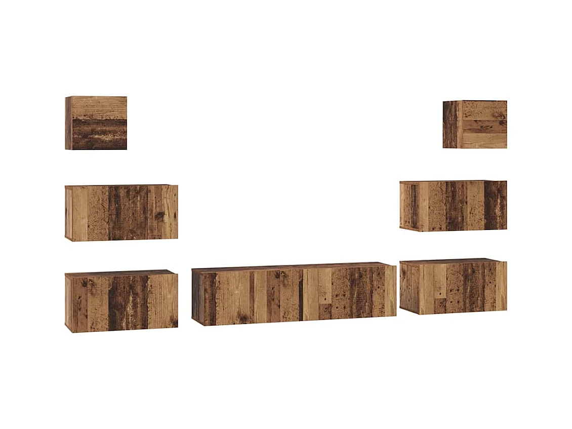 Ensemble meuble TV 8 pièces Bois ancien 60 x 30 x 30 cm