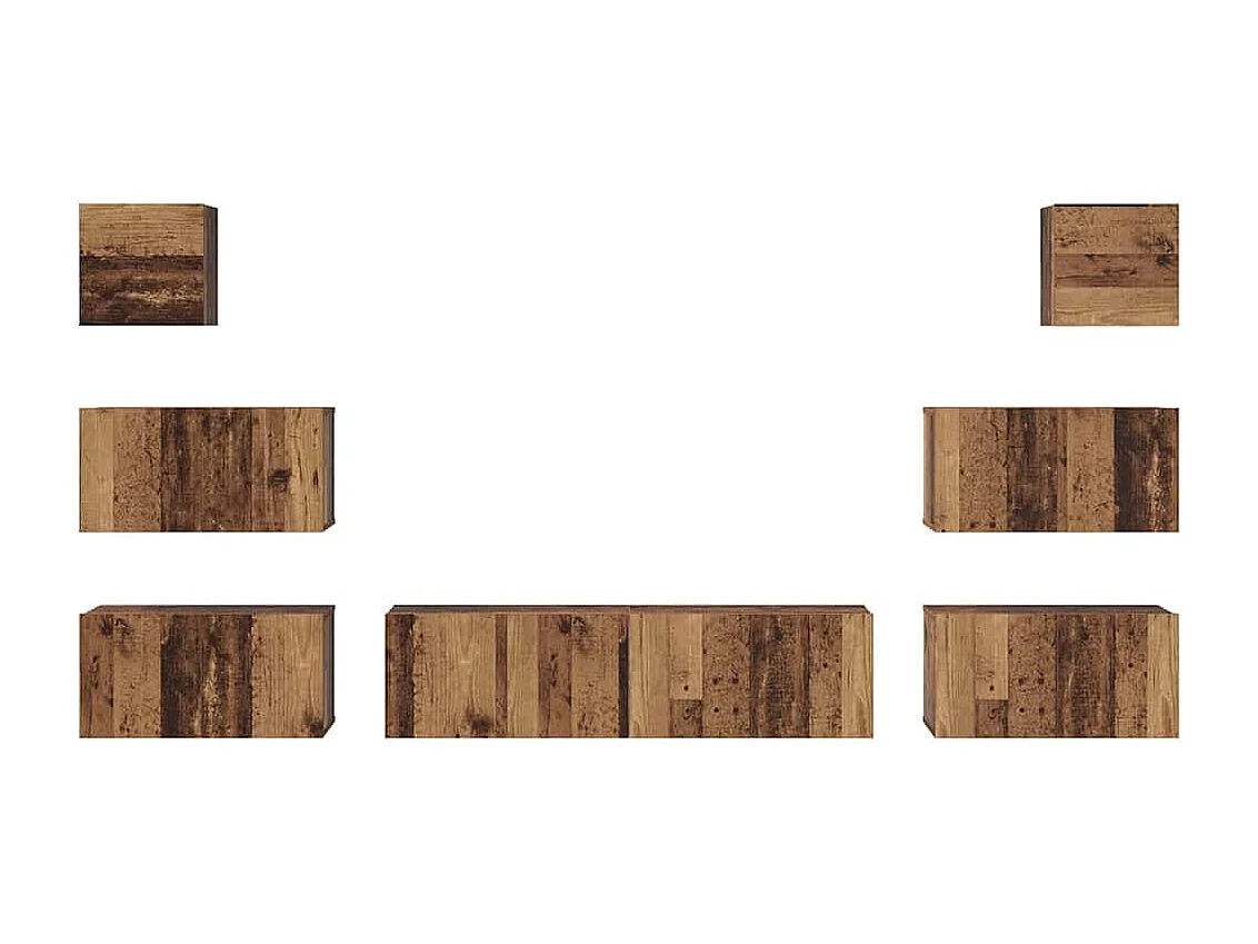 Ensemble meuble TV 8 pièces Bois ancien 60 x 30 x 30 cm