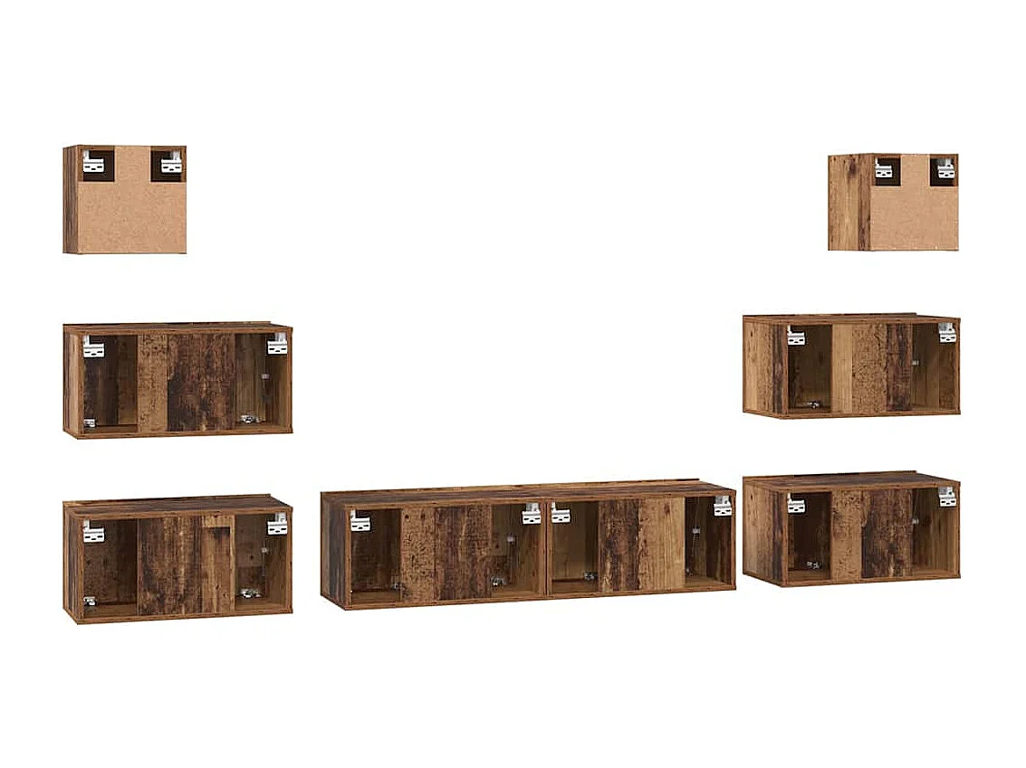 Ensemble meuble TV 8 pièces Bois ancien 60 x 30 x 30 cm