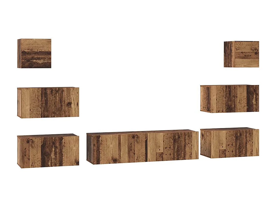 Ensemble meuble TV 8 pièces Bois ancien 60 x 30 x 30 cm
