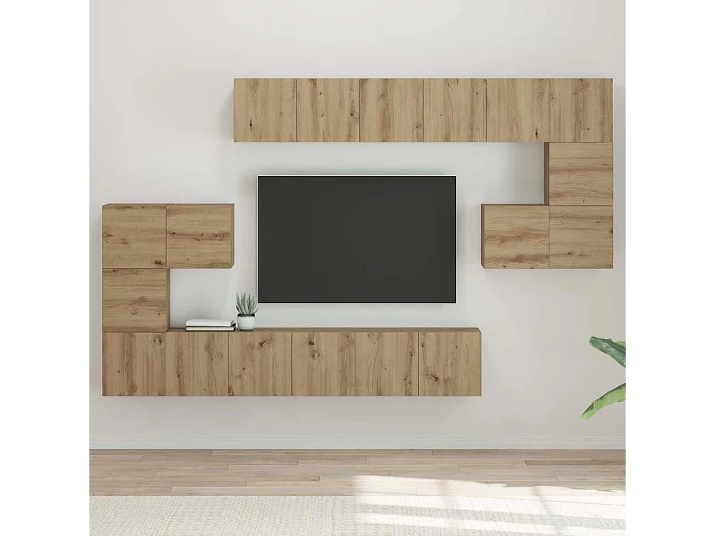 Ensemble meuble TV 10 pièces chêne artisanal 60 x 30 x 30 cm