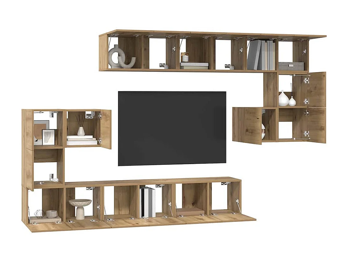 Ensemble meuble TV 10 pièces chêne artisanal 60 x 30 x 30 cm