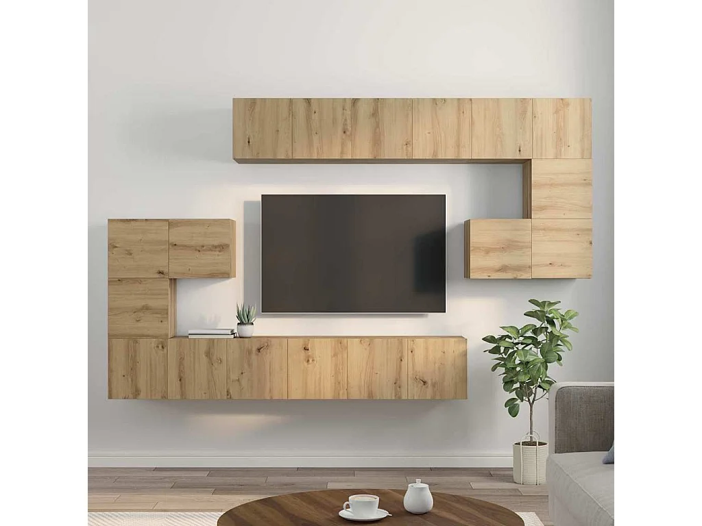 Ensemble meuble TV 10 pièces chêne artisanal 60 x 30 x 30 cm