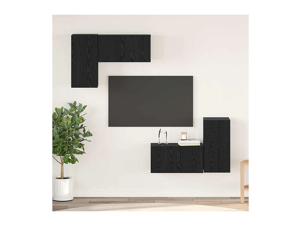 Ensemble meuble TV 4 pièces Chêne noir 60 x 30 x 30 cm
