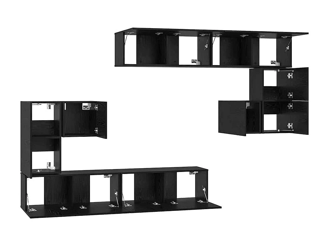 Ensemble meuble TV Montage mural 8 pièces Chêne noir
