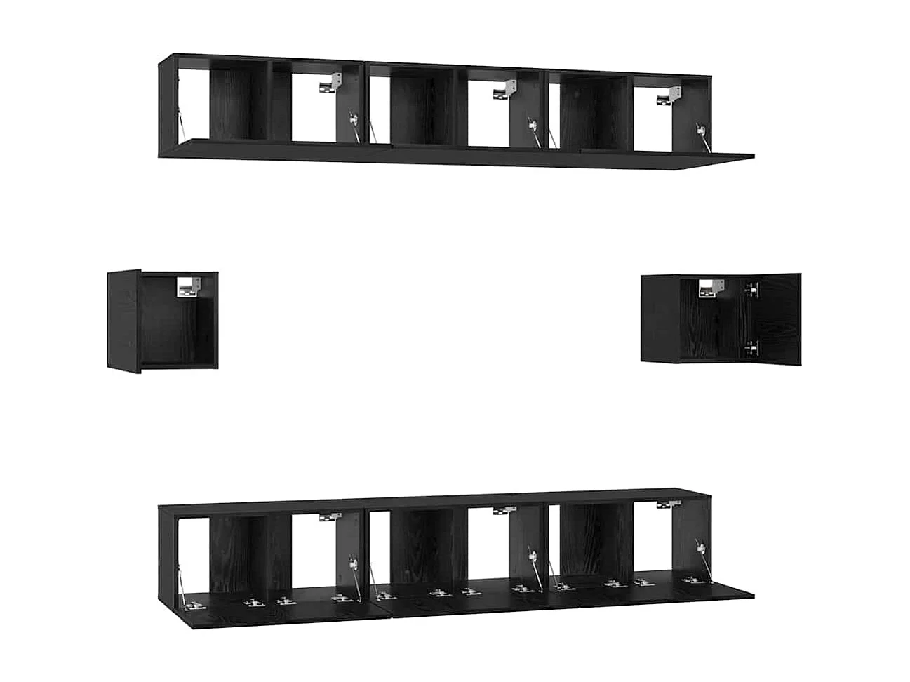 Conjunto de mueble de TV 8 pcs Roble negro 60 x 30 x 30 cm