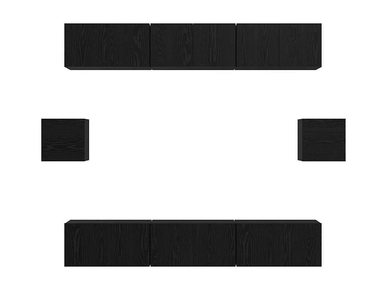 Conjunto de mueble de TV 8 pcs Roble negro 60 x 30 x 30 cm