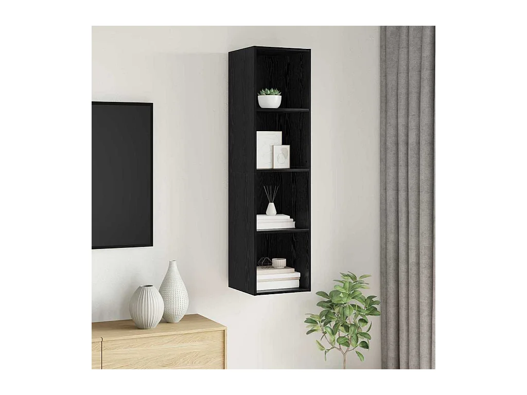 Meuble TV mural Chêne noir 37 x 37 x 142.5 cm Bois d'ingénierie