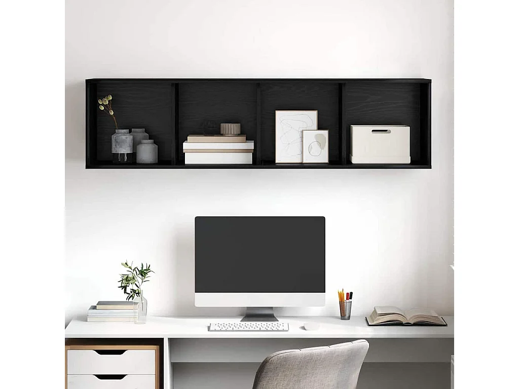 Meuble TV mural Chêne noir 37 x 37 x 142.5 cm Bois d'ingénierie