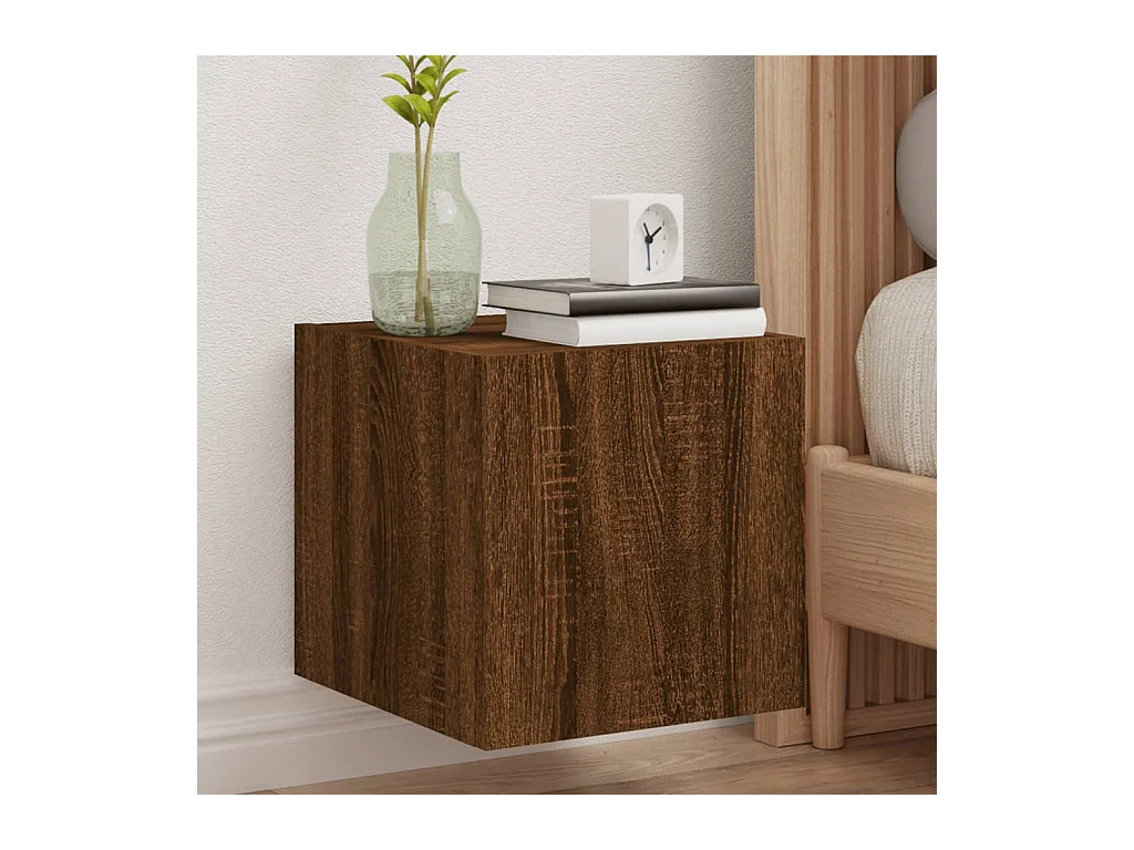 Meubles TV muraux lumières LED 2 pièces chêne marron 30,5x35x30 cm
