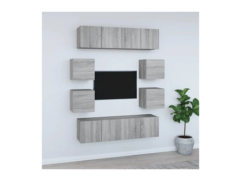 Ensemble de meubles TV 8 pièces Sonoma gris Bois d'ingénierie