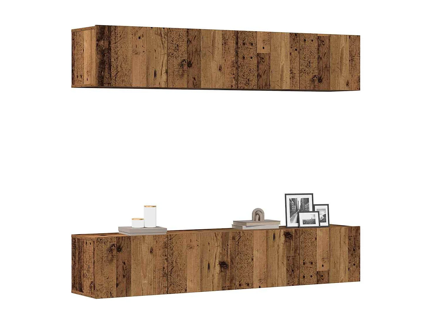 Meubles TV muraux 4 pièces vieux bois bois d'ingénierie