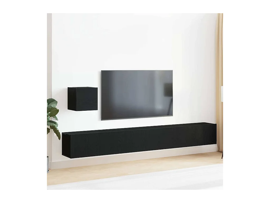 Ensemble meuble TV 4 pièces Chêne noir 80 x 30 x 30 cm