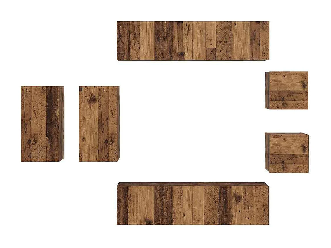 Ensemble meuble TV 8 pièces Bois ancien 30.5 x 30 x 60 cm