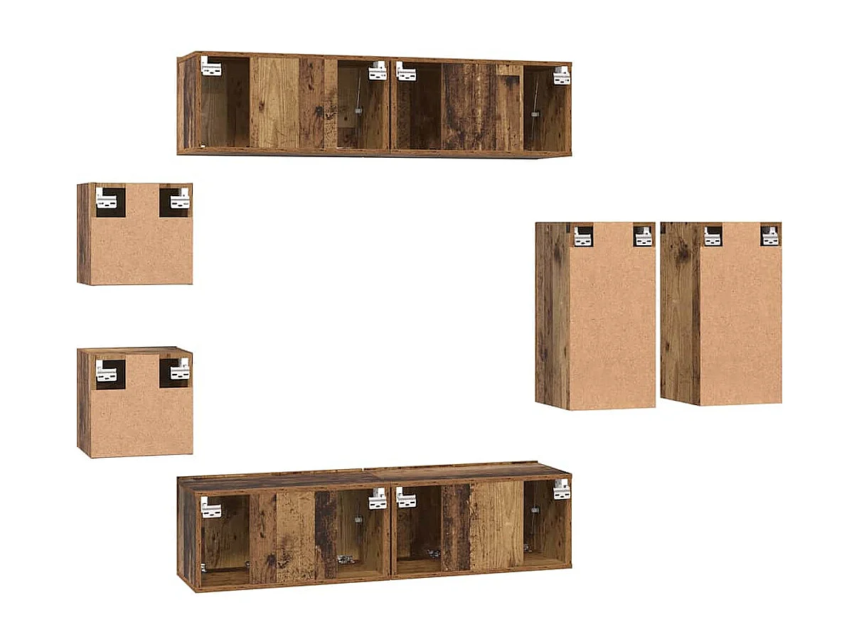 Ensemble meuble TV 8 pièces Bois ancien 30.5 x 30 x 60 cm