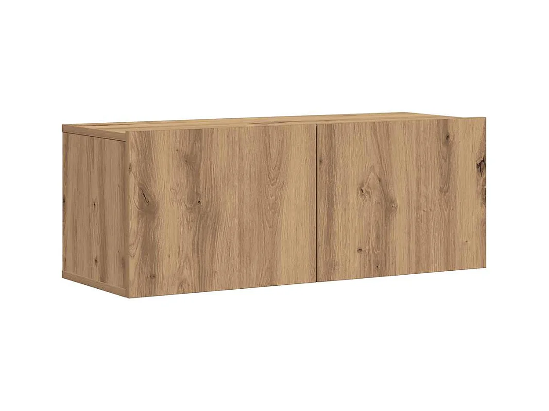 7-delig Tv-meubelset wandmontage bewerkt hout artisanaal eiken