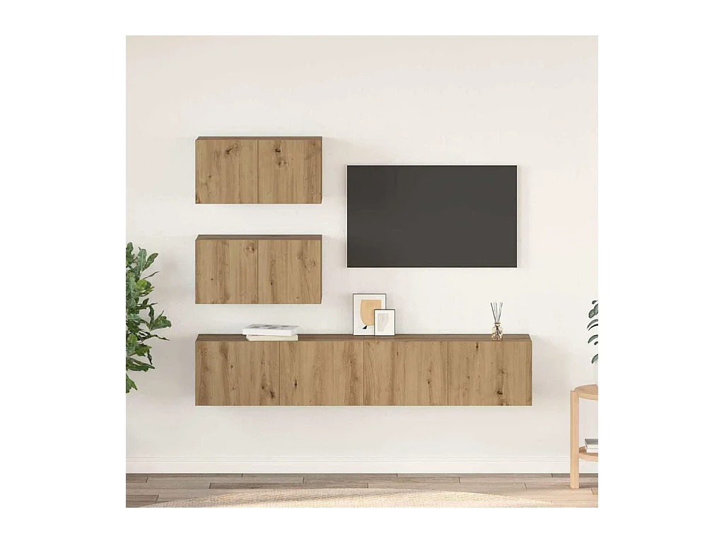 Ensemble meuble TV 4 pièces chêne artisanal 80 x 30 x 30 cm