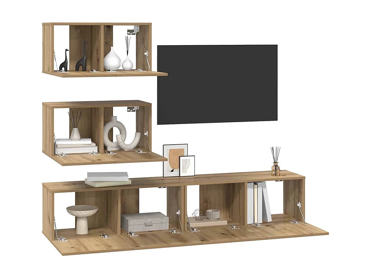 Ensemble meuble TV 4 pièces chêne artisanal 80 x 30 x 30 cm